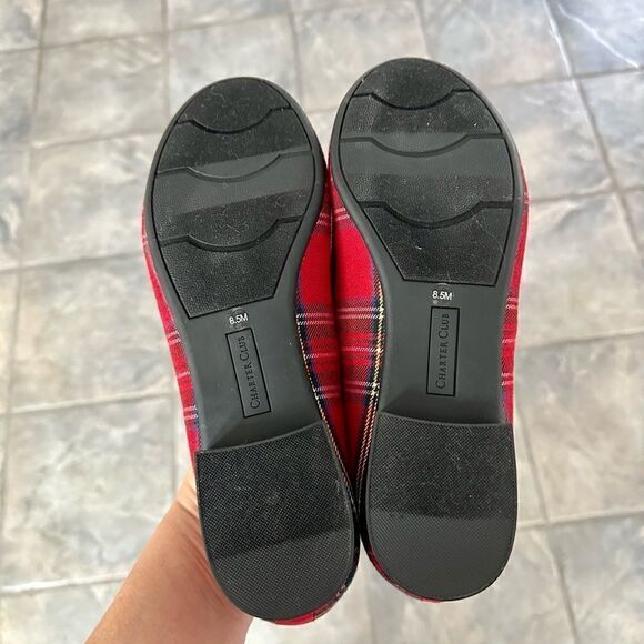 Charter Club red, plaid Femmie flats. - Picture 6 of 6